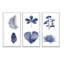 Abstrait bleu, ensemble de feuilles de plantes - impression sur toile flottante 3 pièces-1746261639-1746261638