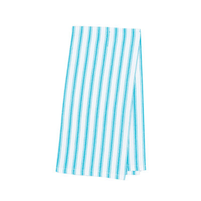 Ticking Stripe Turquoise Woven Cotton Kitchen Towel