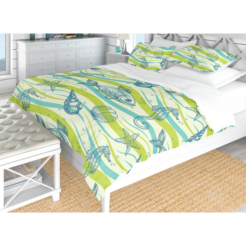 Ensemble de housse de couette en mer, mer et poisson étoile designart subaquatique