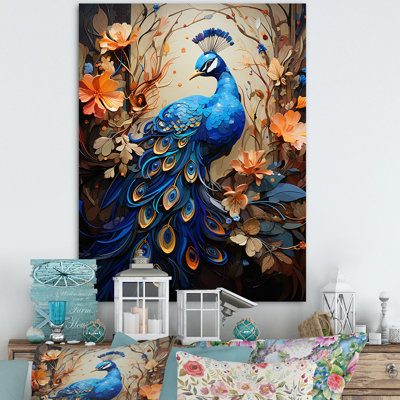 «Majestic Blooming Plumage Peacock», reproduction sur toile