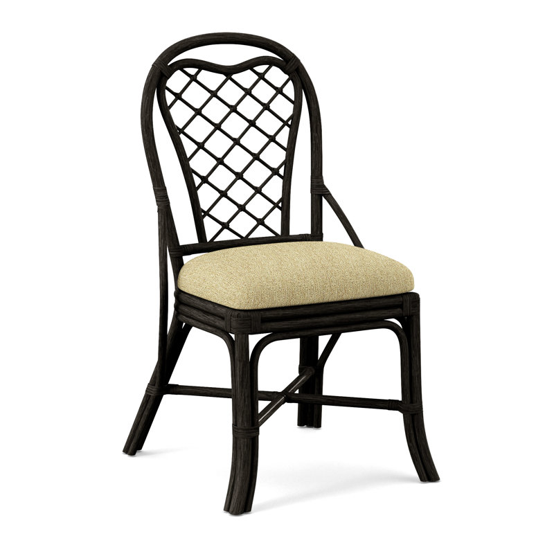 Trellis Back Side Dining Chair, Beige Sugar Performance; 0863-93, Antique Black