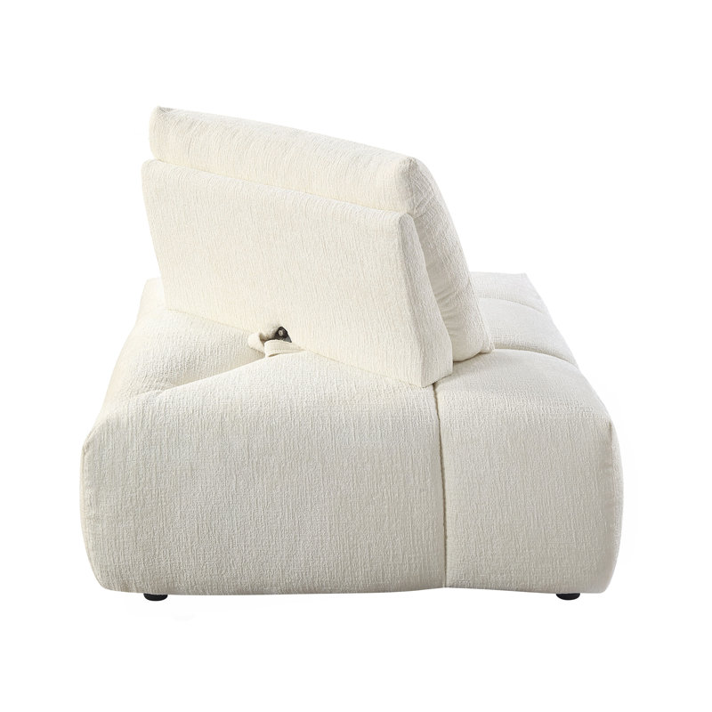 Canapé modulaire en lin beige avec méridienne et repose-pieds modulaire (dossier réglable)