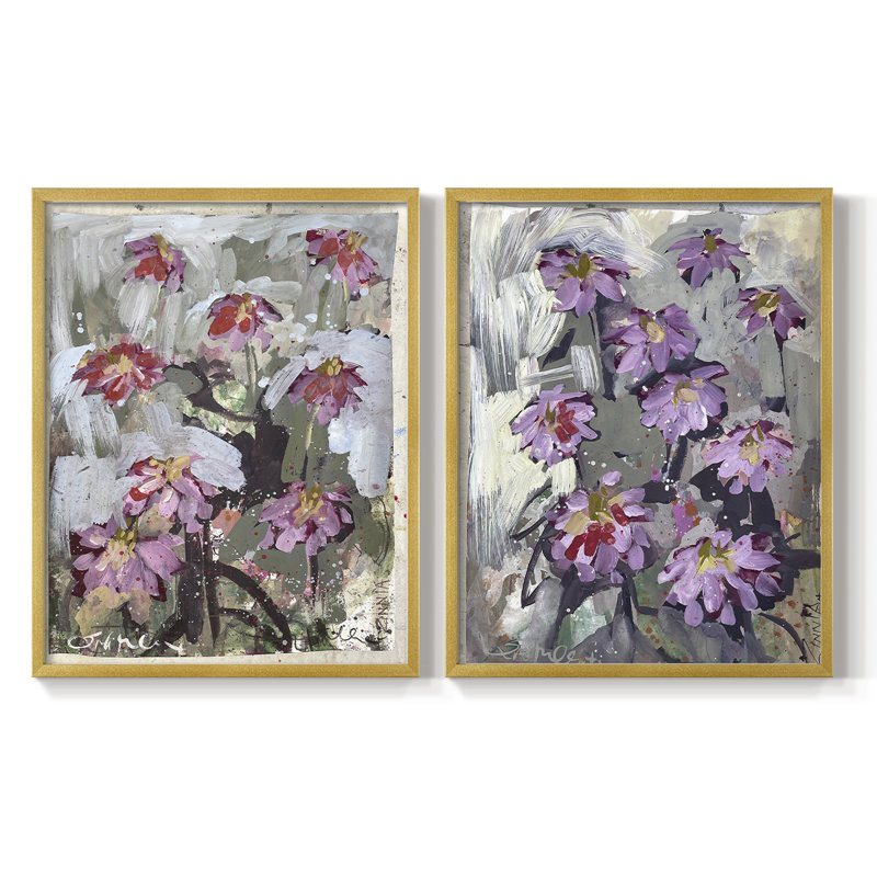 Impression encadrée Zinnia I-Premium - prête à être accrochée - aucun clou requis - aucun clou requis, Doré