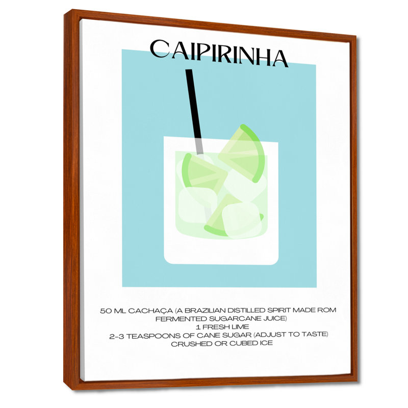 Caipirinha, cocktail brésilien - Art mural cocktails, Cadre flottant brun, H 32 po x l 16 po