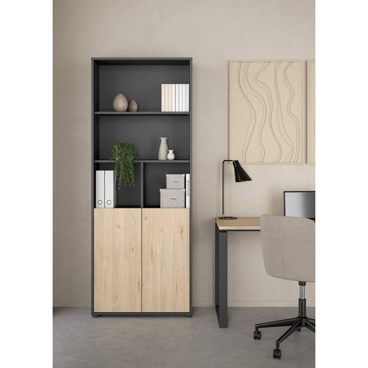 Embrie 6 Shelf Bookcase With 2 Doors, Home Office Storage