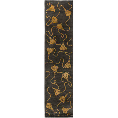 Tibetan Hand Knotted Silk & Wool Pile Floral Rug