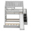 Structure de lit superposé House avec lit gigogne, toboggan et escalier de rangement, lit superposé simple au-dessus d'un lit simple avec toit et fenêtre-969185366