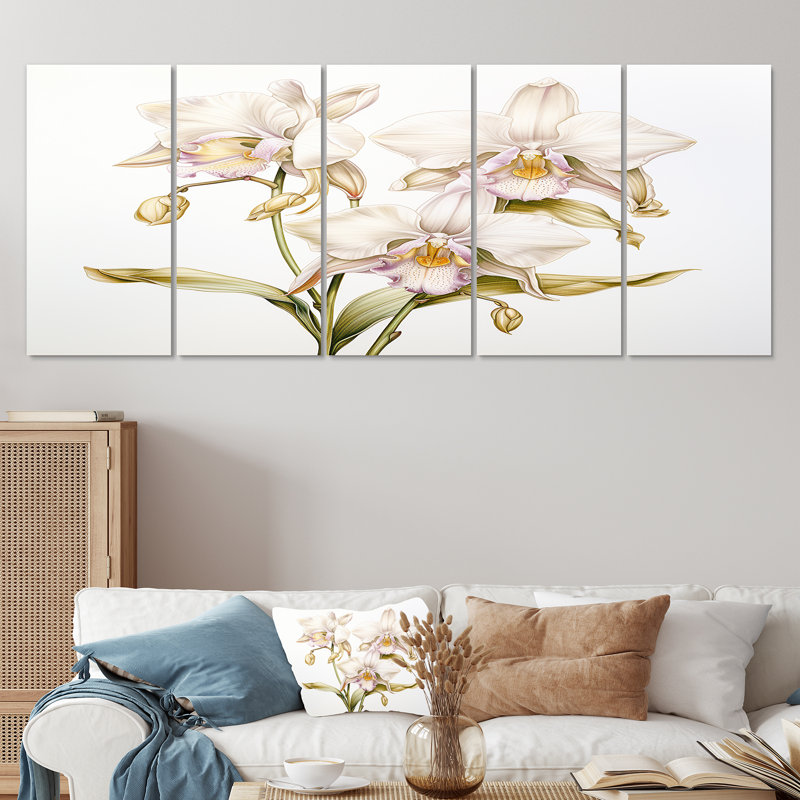 Ostrander - ensemble de 5 décorations murales orchidées, H 28 po x l 60 po