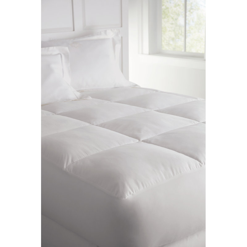 Queen White Down Alternative Mattress Topper with Cotton Sateen Cover