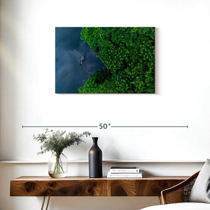 Pêcheur à la mangrove Alvord Kerala, H 20 po x l 30 po