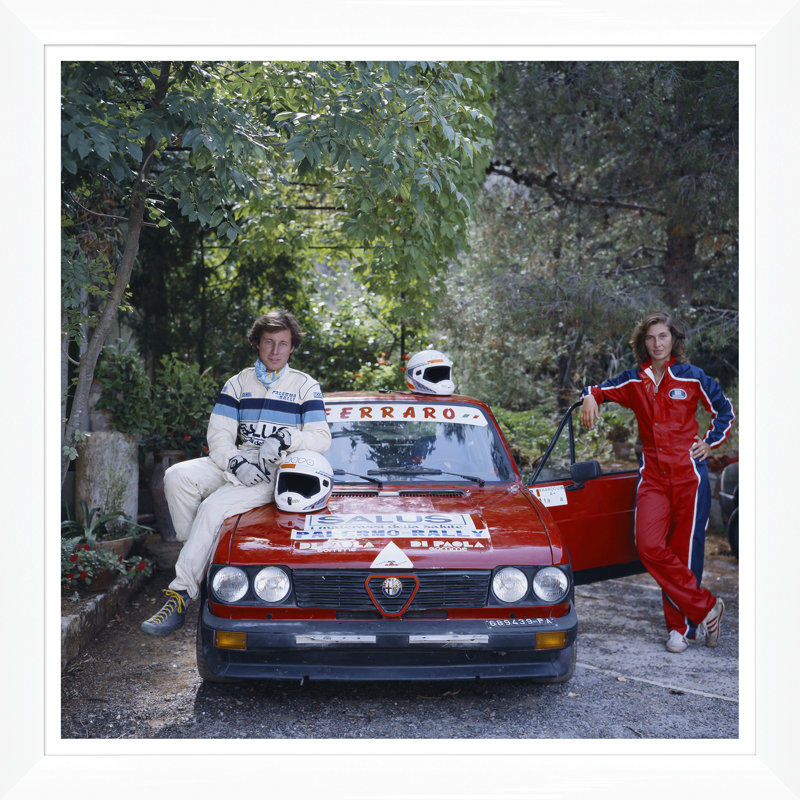 Rallying Aristocracy Print by Slim Aarons, 36" H x 36" W x 1.5" D, White Single Picture Framed