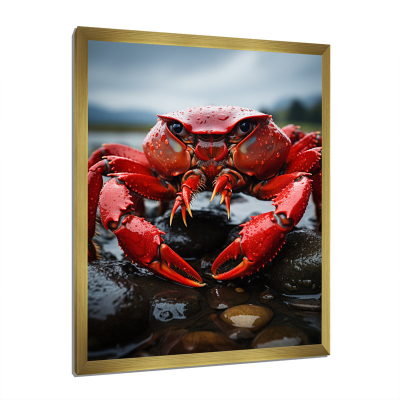 Yoonus " Vibrant Crayfish Portrait ", Gold Picture Framed, 32" H x 16" W