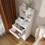 Coiffeuse 3 en 1 avec miroir à DEL et tabouret de rangement - coiffeuse de maquillage compacte avec 4 tiroirs, armoire de rangement et tabouret caché, panneau de densité, bibliothèque ouverte pour l'organisation de la chambre à coucher