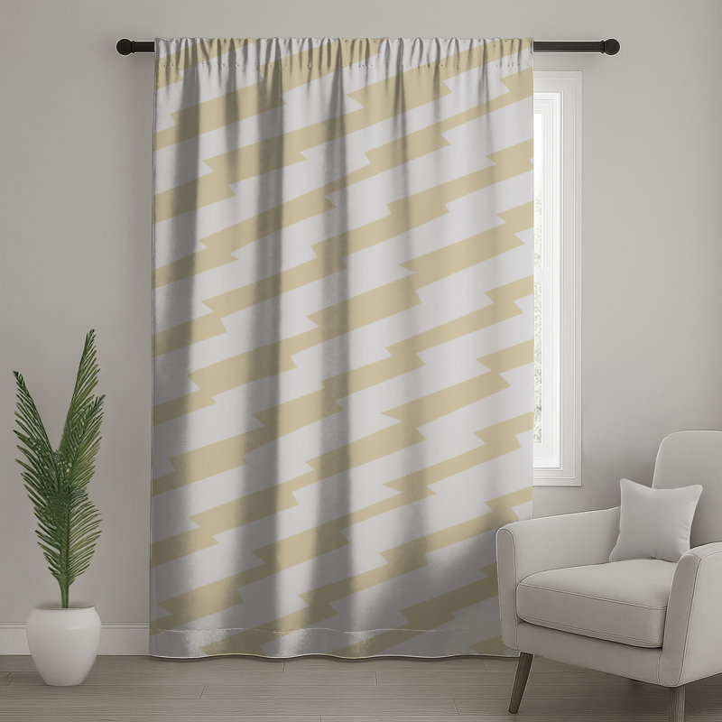 Rideaux de fenêtre beige à lignes en zigzag, voilages et voilages occultants - 1 panneau, 50" x 92" - 1 Panel, Sheer