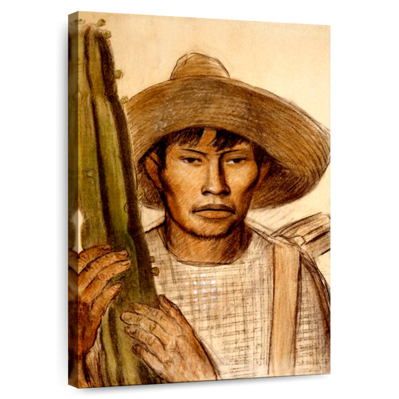 Leisha, garçon mexicain avec cactus, H 24 po x l 16 po