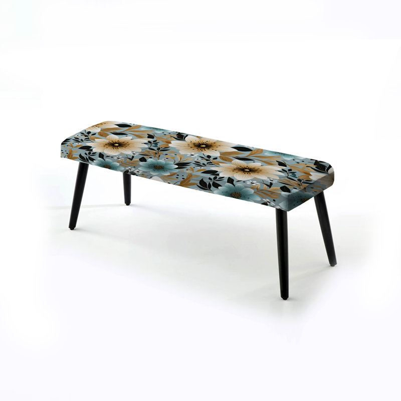 Motif floral ivoire ivoire - banc rembourré noir floral