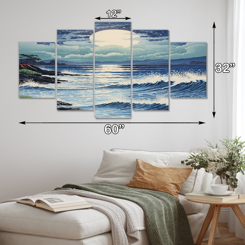 Robbinsdale - Art mural de plage et océan pour le salon, 5 pièces, H 32 po x l 60 po