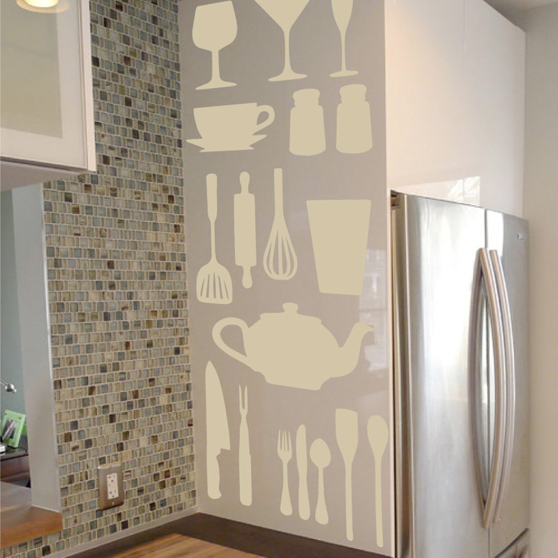 Food & Beverage Non-Wall Damaging Wall Decal, 37" H x 29" W x 0.01" D, Beige