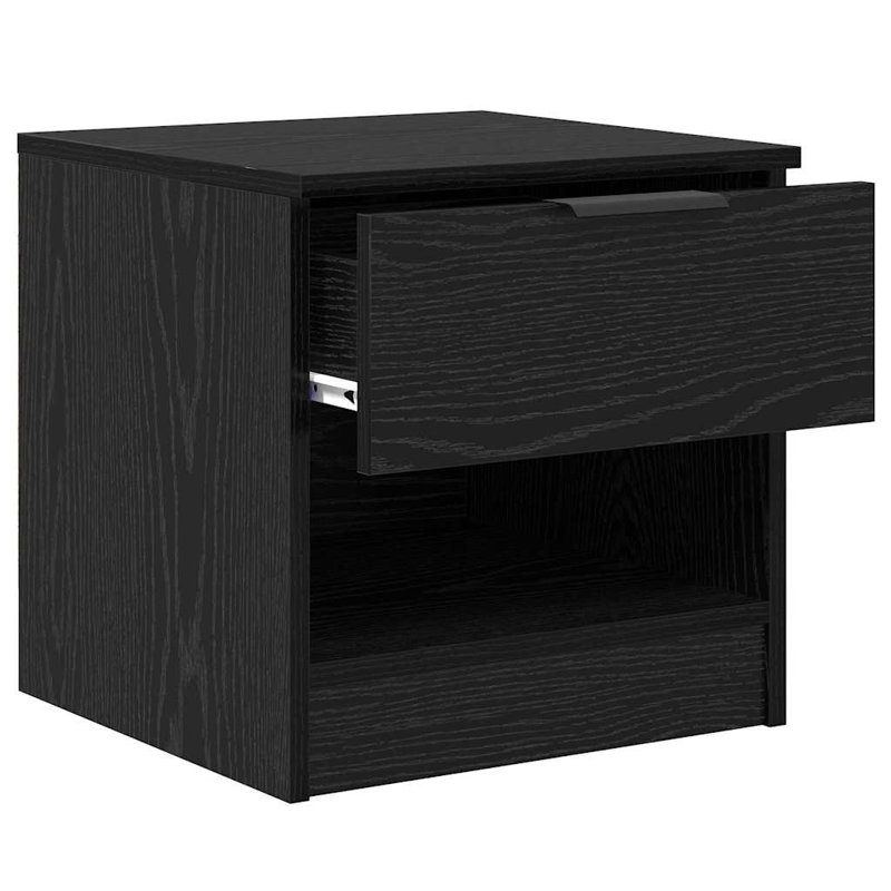 40cm W Manufactured Wood Bedside Table, Black Oak