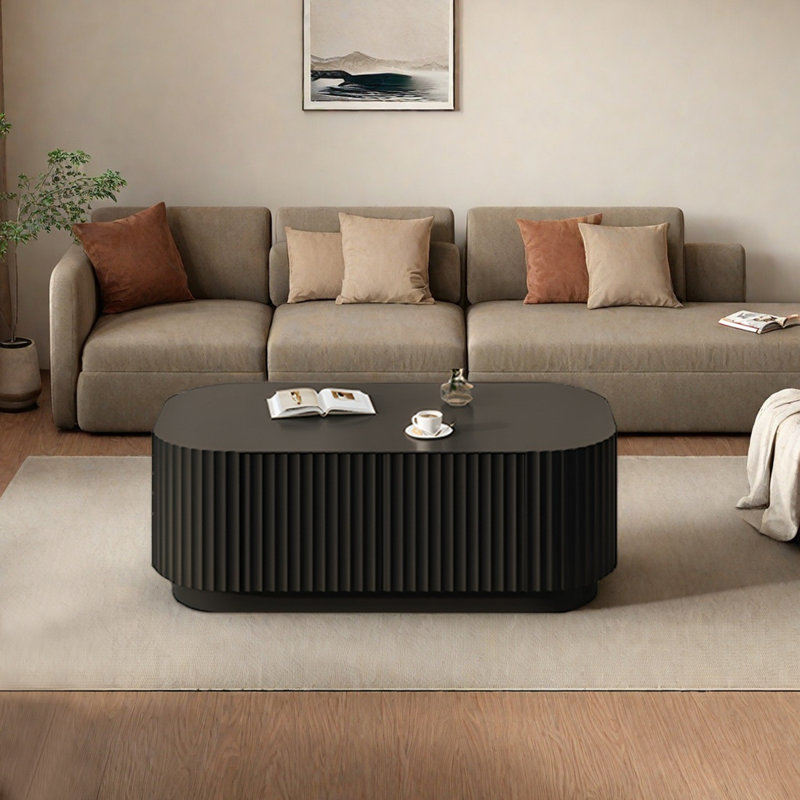 Table basse moderne avec tiroirs, H 17,32 po x L 51,18 po x l 27,56 po, Noir