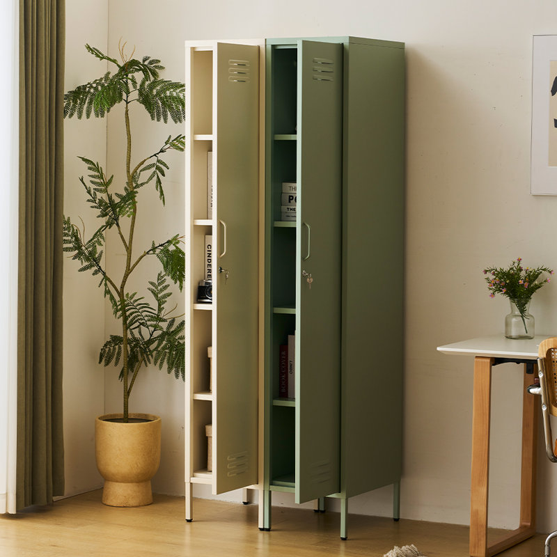 Striegel Steel Single Door Storage Cabinet, Cream;Sage Green