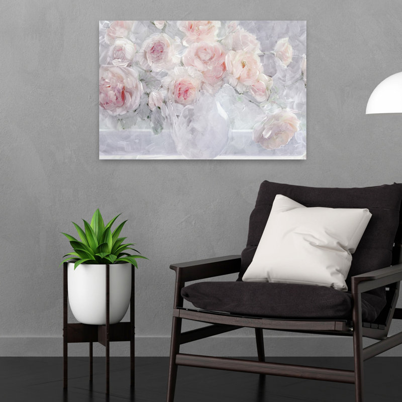 Fleurs fluides, art romantique classique contemporain, H 16 po x l 24 po