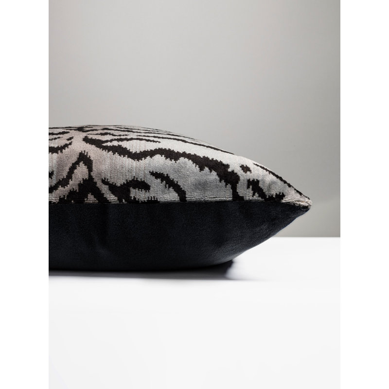 Wild Glamour Silk Pillow Cover & Insert, Blue/Black/Black Animal Print, 14" H x 22" W x 6" D