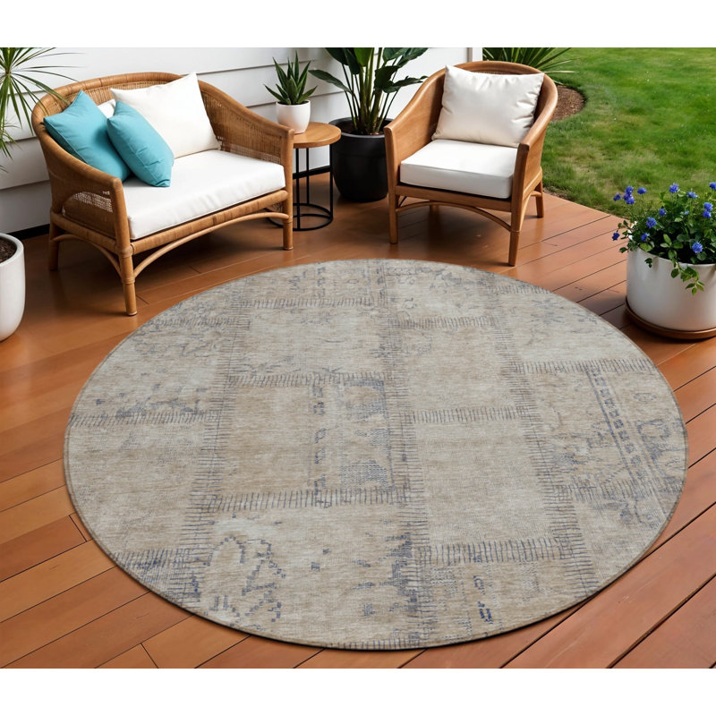 Tapis rond 8 po beige taupe beige