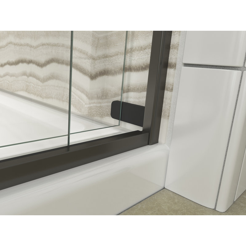 Levity 57" x 59.75" Bypass Bath Door with CleanCoat Technology, Anodized Dark Bronze, Crystal Clear