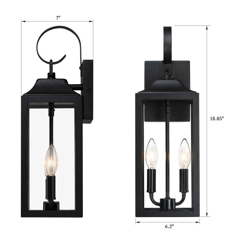 18" 2-Light Outdoor Wall Light, Satin Black