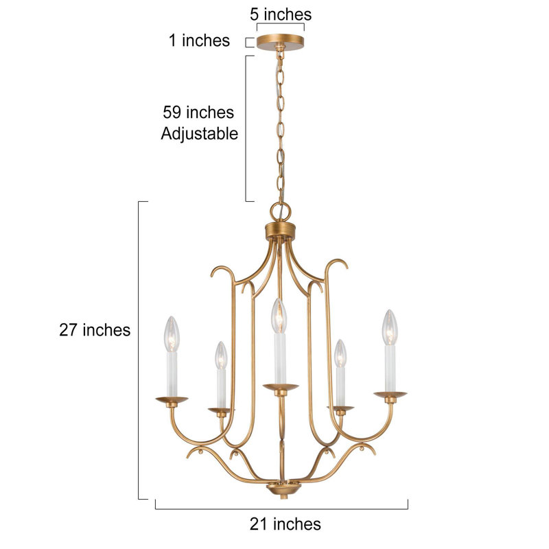 Caraviello 5 - Light Candle Style Classic / Traditional Chandelier, Antique Bronze