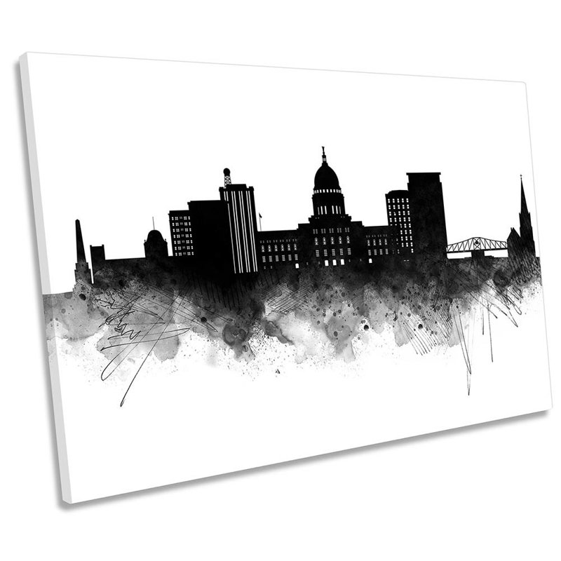Madison City Skyline - Wrapped Canvas Print, 30.5cm H x 45.7cm W x 2cm D