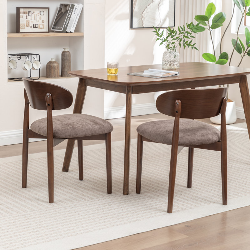 Upholstered Solid Wood Dining Chair Side Chair, Brown