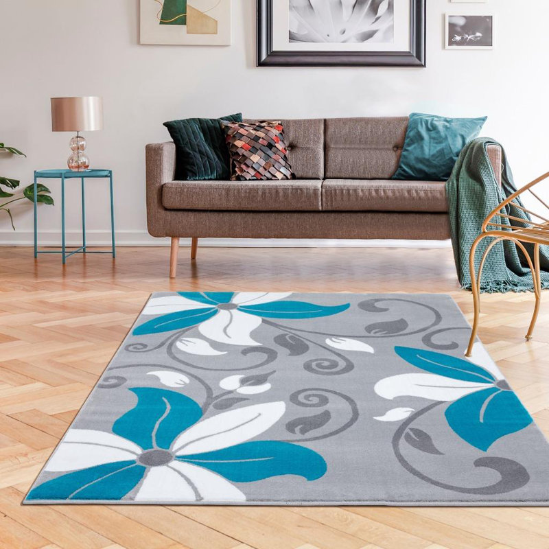 Tapis turquoise Aiyah, Rectangle 8 pi x 10 pi