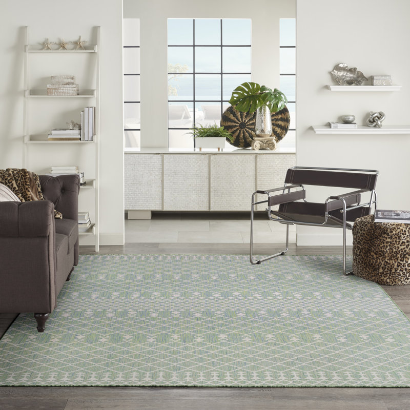 Robbs Rectangle Indoor/Outdoor Area Rug, Rectangle 8' x 10', Blue/Green