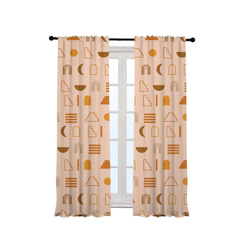 Iota Semi Sheer Curtain Pair, 140cm Width x 245cm Drop, Salmon