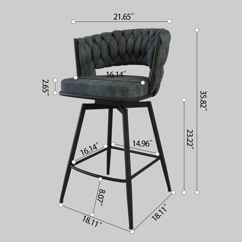 Selwyn Swivel Bar Stools with Back Footrest, Blue, Set of 2