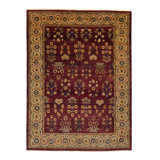 Oriental Hand-Knotted Wool Burgundy/Ivory/Blue/Teal Area Rug