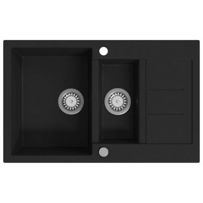Vada Belfry Kitchen 500 mm W Double Bowl Stone Flush Kitchen Sink