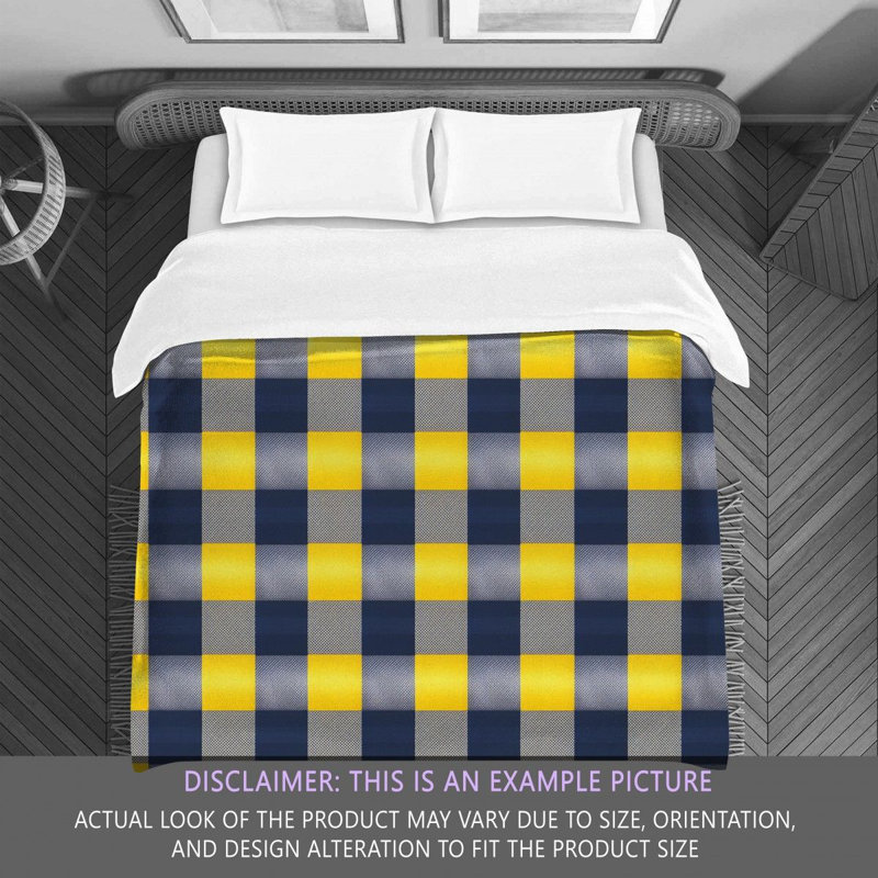 Gingham Comforter, Navy/Yellow, King Comforter