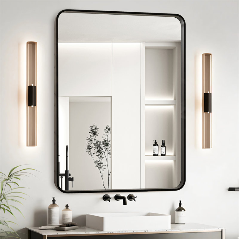 Miroir de salle de bain 24X32, 24 po x 32 po, Noir, Rectangulaire
