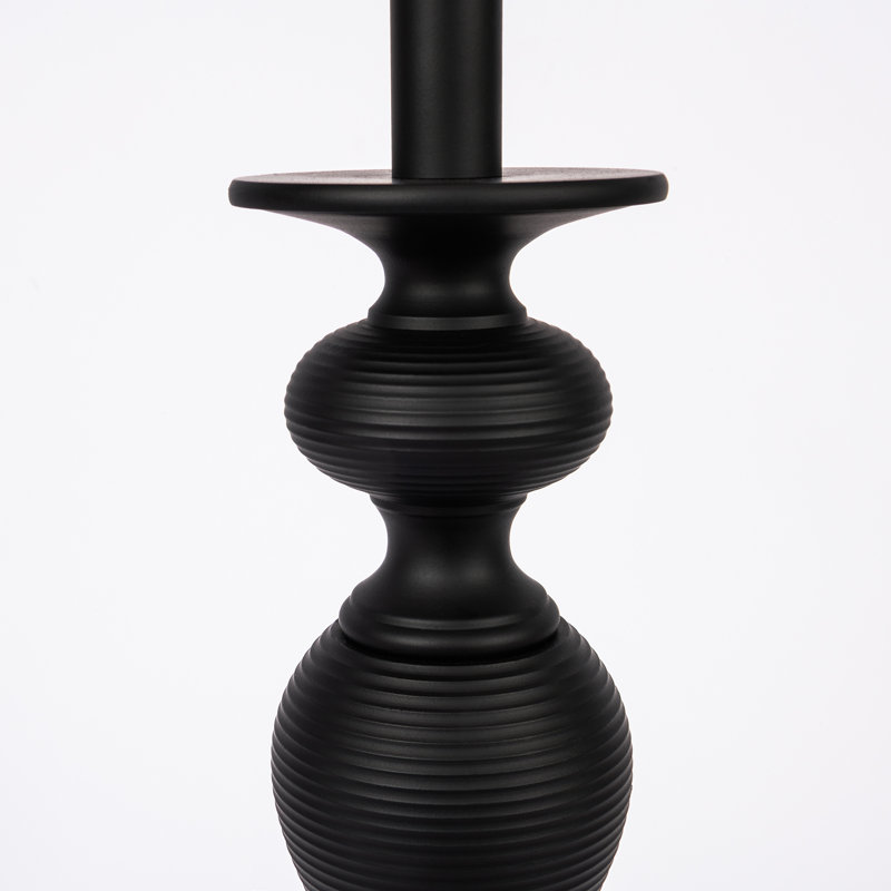 Matte Black Metal Tall Candlestick Table Lamp