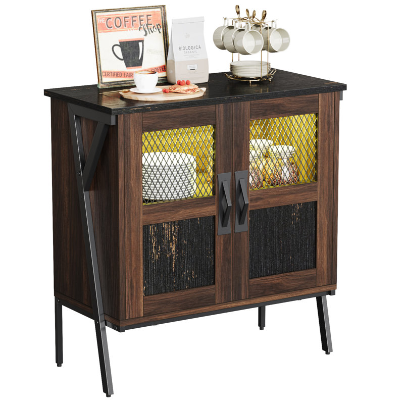 Sideboard With 2 Mesh Door, Brown