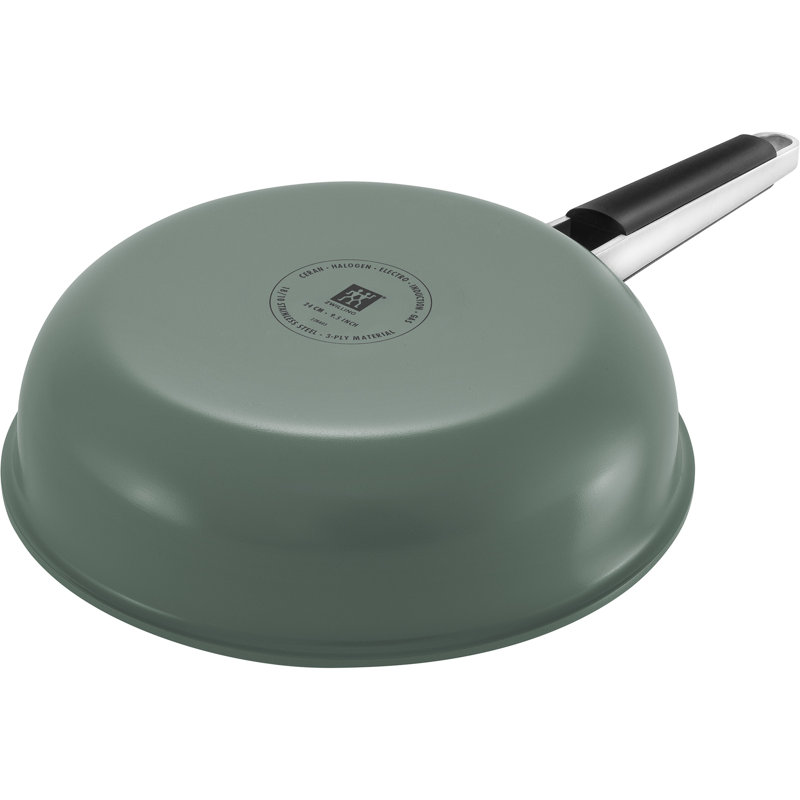ZWILLING Pure 9.5-Inch Stainless Steel Ceramic Nonstick Fry Pan, Green, 9.5", Green