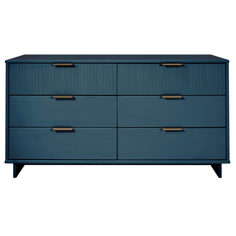 Commode double 6 tiroirs l 55,11 po Wendee, Bleu minuit
