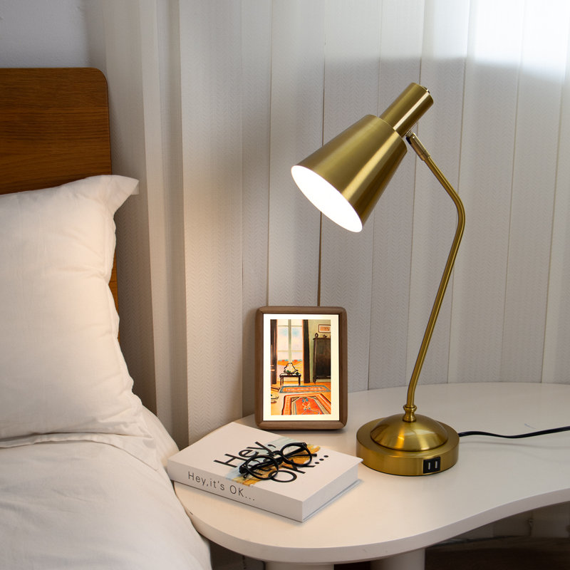 Dimmable Table Lamp With Usb And Touch Control, Gold
