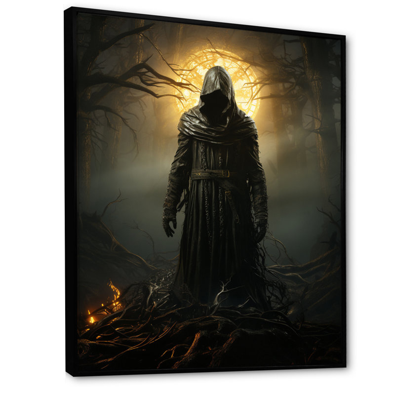 «Hooded Villian II», reproduction sur toile, Cadre flottant noir, H 20 po x l 12 po x P 1 po