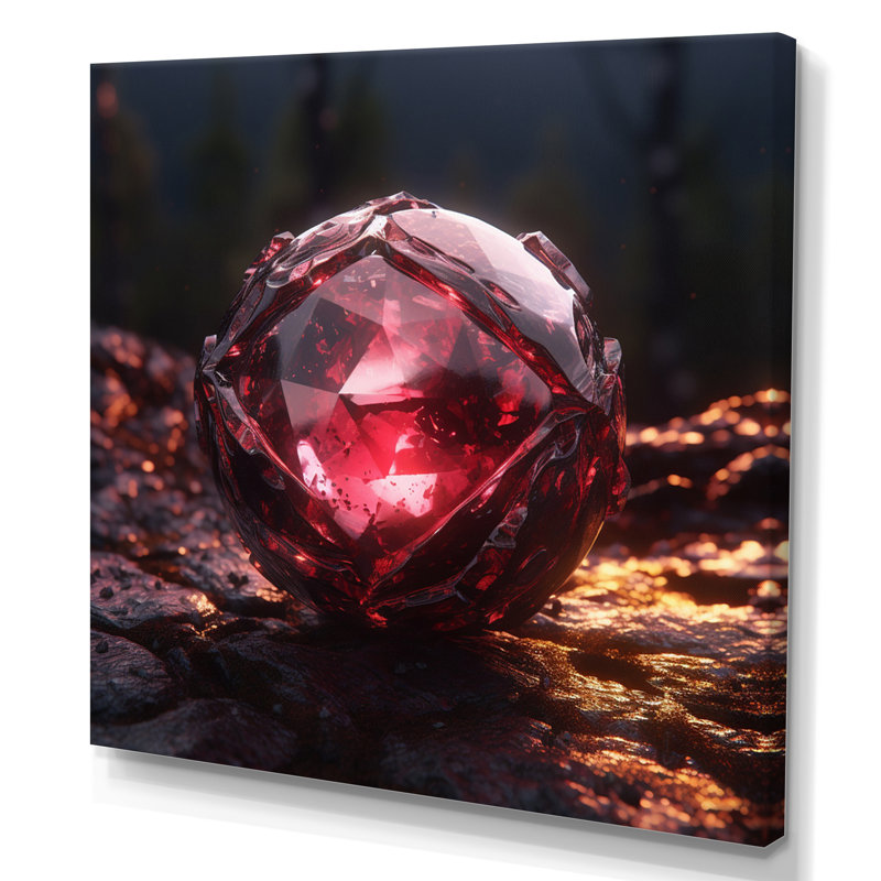 «Red Gold Vibrant Stones» sur impression sur toile, H 16 po x l 16 po x P 1 po, Toile tendue
