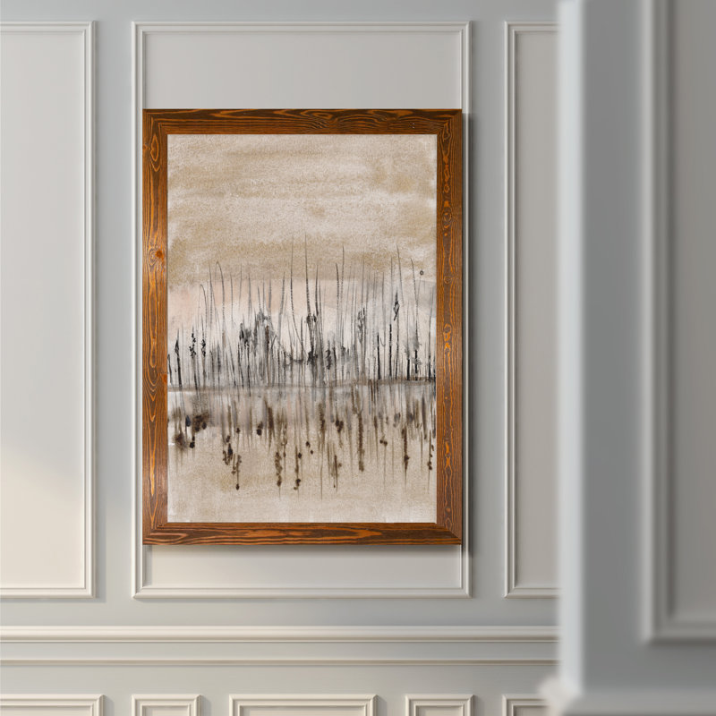 " Marshline Reflection I ", 38" H x 28" W x 1.25" D, Brown Framed Canvas, No Mat