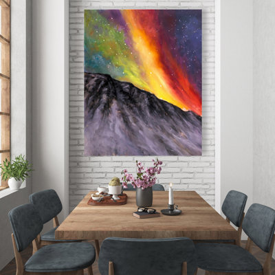 Aurora Borealis in the Mountain Canvas - Contemporary Livingroom Decor
